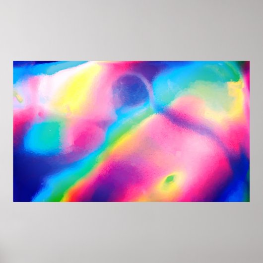 Cool Neon Unicorn Holographic Background Poster (Voorkant)