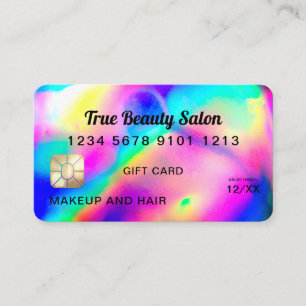 Cool Neon Unicorn Holographic Credit Kaart Visitekaartje