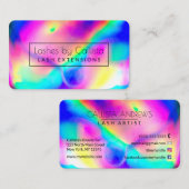 Cool Neon Unicorn Holographic Lash Artist Visitekaartje (Voorkant / Achterkant)