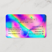 Cool Neon Unicorn Holographic Lash Artist Visitekaartje (Achterkant)