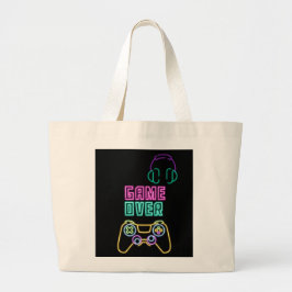 Cool Neon videogame Grote Tote Bag