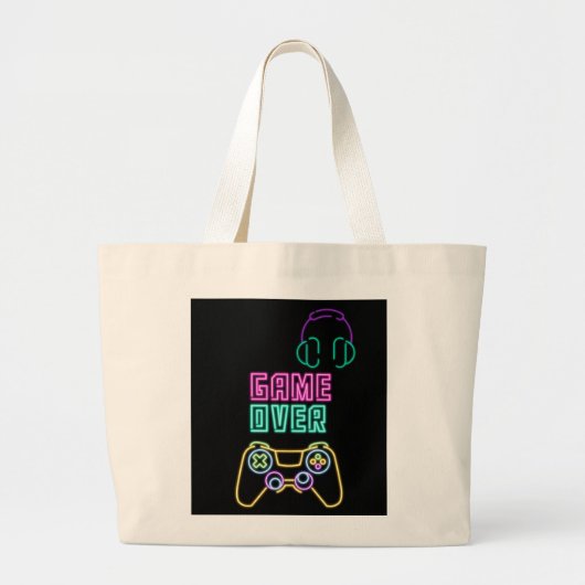 Cool Neon videogame Grote Tote Bag (Voorkant)