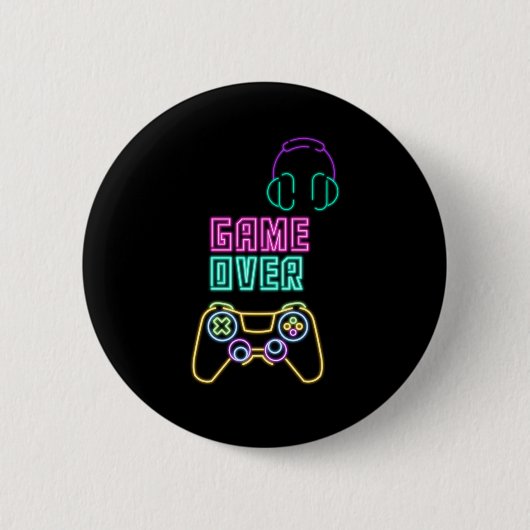 Cool Neon videogame. Ronde Button 5,7 Cm (Voorkant)