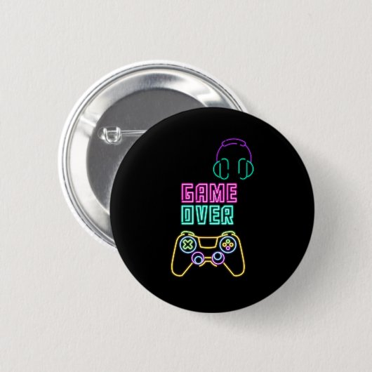 Cool Neon videogame. Ronde Button 5,7 Cm (Voorkant /achterkant)