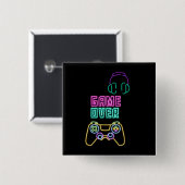 Cool Neon videogame. Vierkante Button 5,1 Cm (Voorkant /achterkant)
