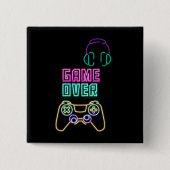 Cool Neon videogame. Vierkante Button 5,1 Cm (Voorkant)