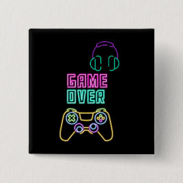 Cool Neon videogame. Vierkante Button 5,1 Cm