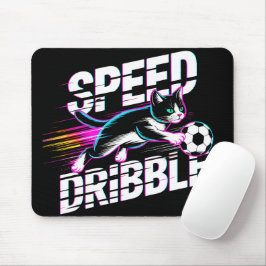 Cool Neon Voetbal Kat - Cadeau voor Gamers & Kat L Muismat