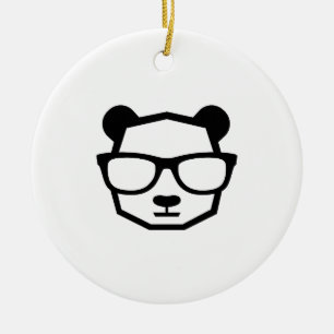 Cool Nerd Panda Geometrisch Icoon Keramisch Ornament