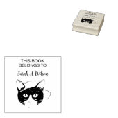 Cool Nerdy Art Cat Book Belangen Gepersonaliseerd  Rubberstempel (Gestempeld)