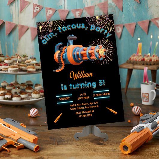 Cool Nerf Wars Party Top Pistool 5e Verjaardag Kaart