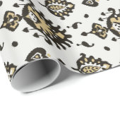 Cool neutraal zwart wit beige ikat tribaal patroon cadeaupapier (Rol Hoek)