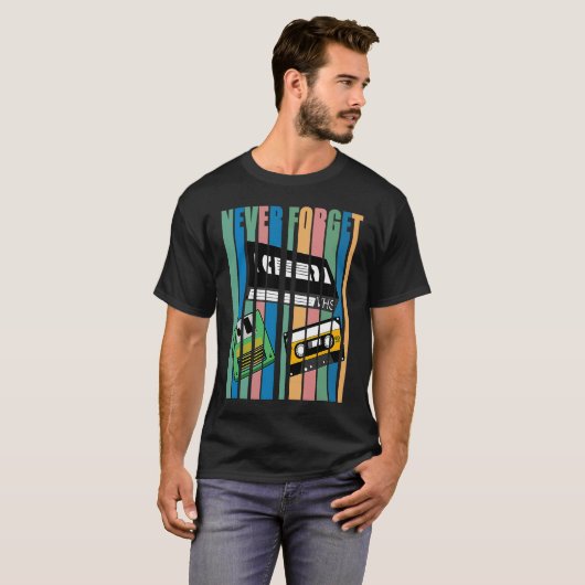 Cool Never Forget T  I VHS Cassette Diskette Video T-shirt (Voorkant volledig)