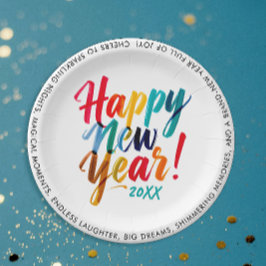 Cool New Years Eve kleurrijke regenboog borstel sc Papieren Bordje