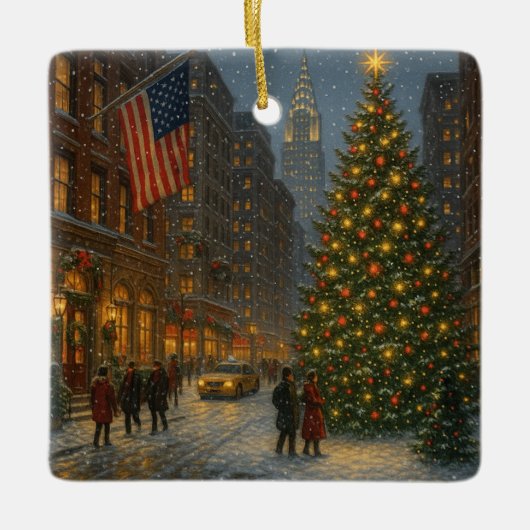cool new york christmas streets keramisch ornament (Voorkant)