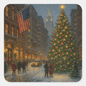 cool new york christmas streets vierkante sticker (Voorkant)