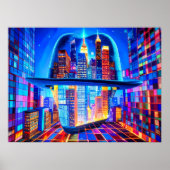Cool New York City Hat on a NYC Skyscraper Balcony Poster (Voorkant)