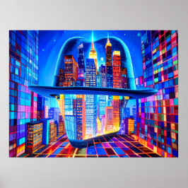 Cool New York City Hoedje op een NYC Wolkenkrabber Poster