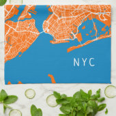 Cool New York City Map | NYC | Turquoise & Sinaasa Theedoek (Gevouwen)