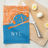 Cool New York City Map | NYC | Turquoise & Sinaasa Theedoek (Quarter Fold)