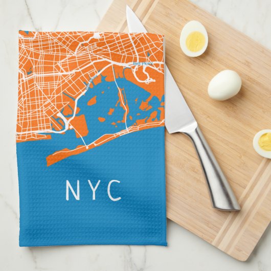 Cool New York City Map | NYC | Turquoise & Sinaasa Theedoek (Quarter Fold)