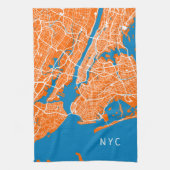 Cool New York City Map | NYC | Turquoise & Sinaasa Theedoek (Verticaal)