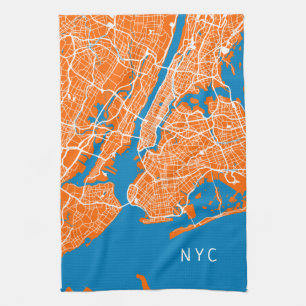 Cool New York City Map   NYC   Turquoise & Sinaasa Theedoek