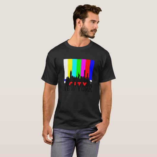 Cool New York City met TV Test Signal Illustration T-shirt (Voorkant volledig)
