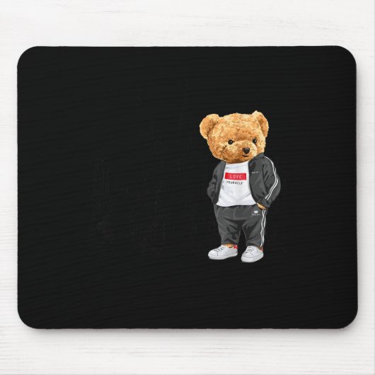 Cool New York City Teddy Bear Illustration Graphic Muismat (Voorkant)