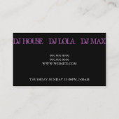 Cool Night Club Dancing Bar Nightlife Business Visitekaartje (Achterkant)