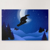 Cool Night Silhouette Snowboarding Mountain Legpuzzel (Horizontaal)