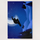 Cool Night Silhouette Snowboarding Mountain Legpuzzel (Verticaal)
