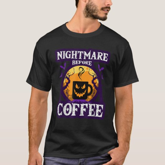 Cool Nightmare Before Coffee Grappige Halloween Ko T-shirt (Voorkant)