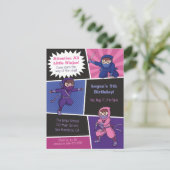 Cool Ninja School Kids Birthday Party Kaart (Staand voorkant)