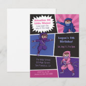 Cool Ninja School Kids Birthday Party Kaart (Voorkant / Achterkant)