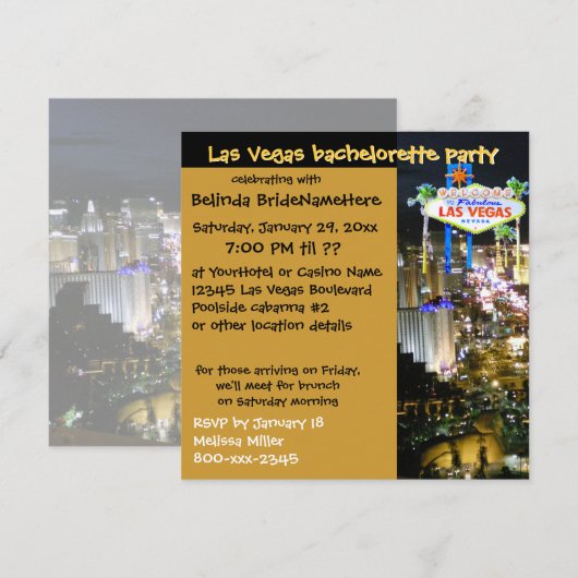Cool nodigt uit voor Las Vegas Bachelorette Kaart (Voorkant / Achterkant)