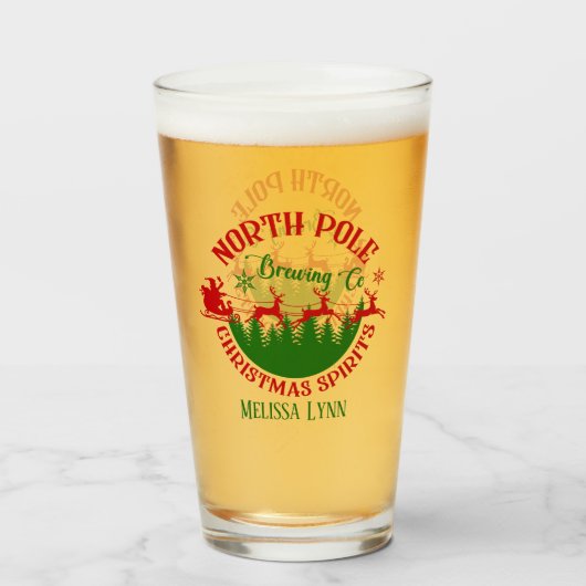 cool North Pole Brewing bedrijf Christmas voeg naa Glas (Voorkant gevuld)