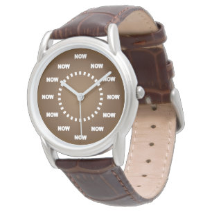 Cool "NOW" horloge (bruin)