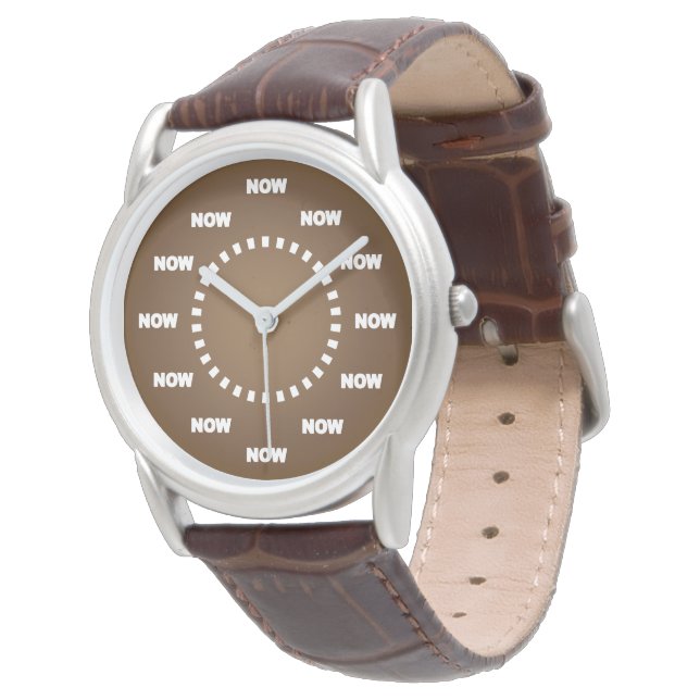 Cool "NOW" horloge (bruin) (Gekanteld)