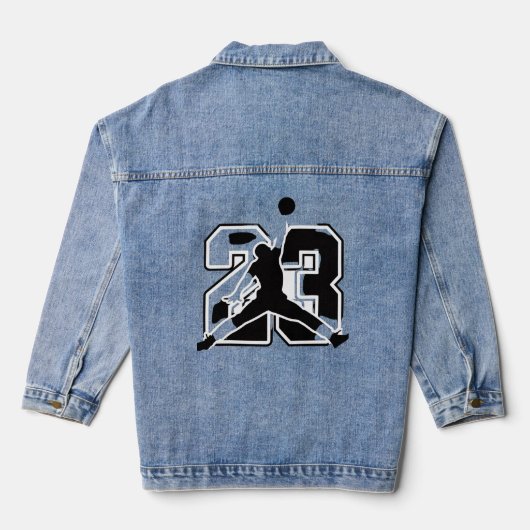 Cool Number 23 Basketbal Denim Jas Jacket (Achterkant)