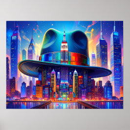 Cool NYC Art New York City in my Hat  Poster