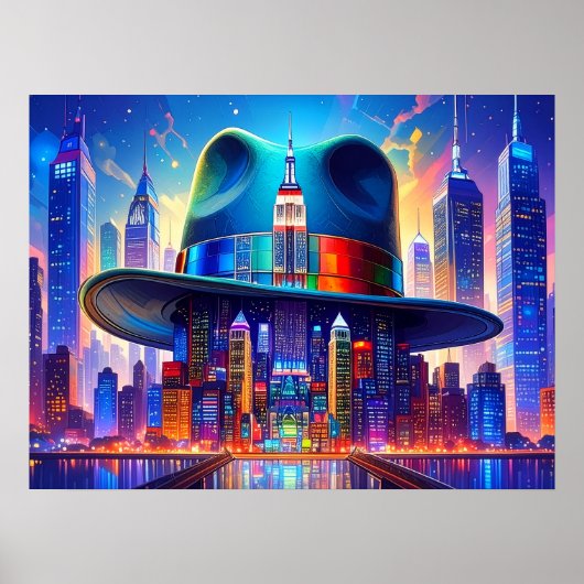 Cool NYC Art New York City in my Hat Poster (Voorkant)