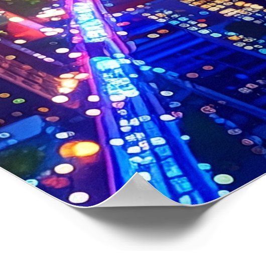 Cool NYC Girl in Fedora Nightscape Buildings Art Poster (Hoek)