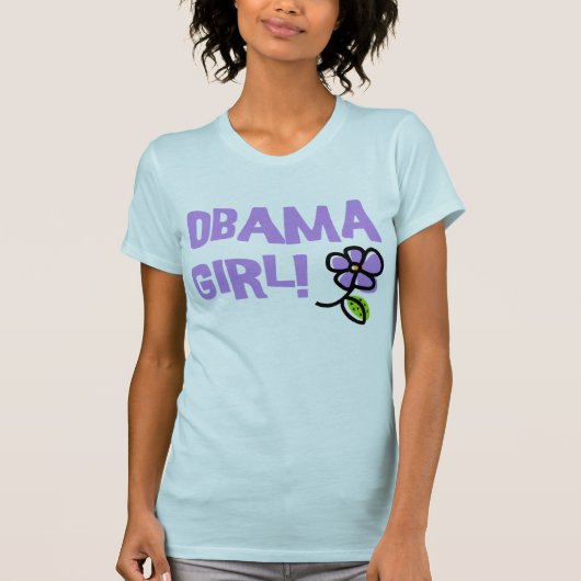 Cool Obama Girl Paarse Flower T-Shirt (Voorkant)