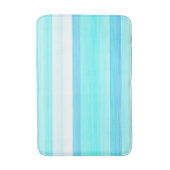 Cool Ocean Blue Aqua Turquoise Waterverf Stripes Badmat (Voorkant Verticaal)