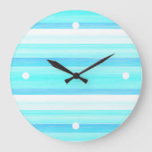 Cool Ocean Blue Aqua Turquoise Waterverf Stripes Grote Klok (Voorkant)