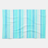 Cool Ocean Blue Aqua Turquoise Waterverf Stripes Theedoek (Horizontaal)
