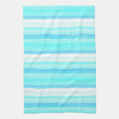 Cool Ocean Blue Aqua Turquoise Waterverf Stripes Theedoek (Verticaal)