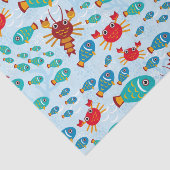 Cool Ocean Marine Life Fish and Crab Blue Tissuepapier (Detail)