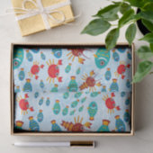 Cool Ocean Marine Life Fish and Crab Blue Tissuepapier (Geschenk)